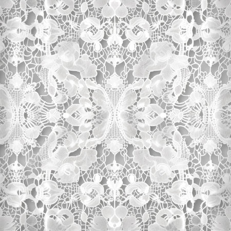 Seamless background pattern. White lace on a white background.の素材