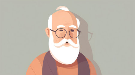 Portrait of old man with glasses. Vector illustration in flat styleの素材