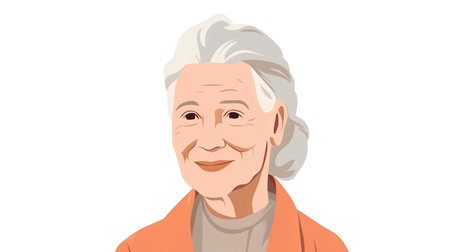 Elderly woman portrait isolated on white background. Vector illustration.の素材