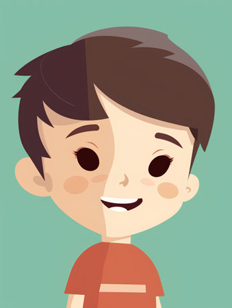 Cute little boy smiling. Vector illustration in a flat style.の素材