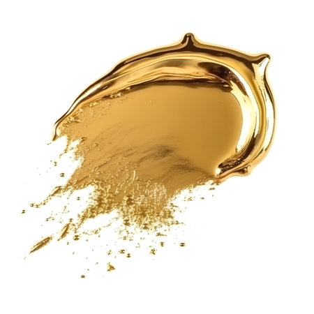 splash of golden paint on a white background. close-upの素材