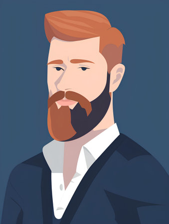Portrait of a bearded man. Vector illustration in a flat style.の素材