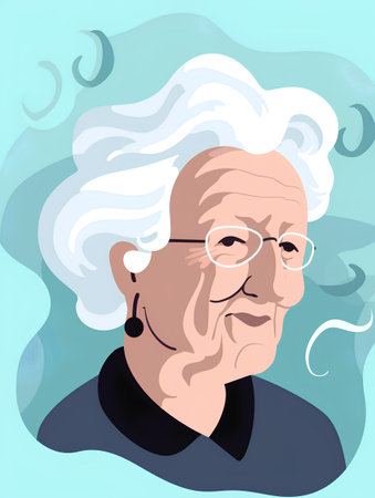 Portrait of a senior man. Vector illustration in cartoon style.の素材
