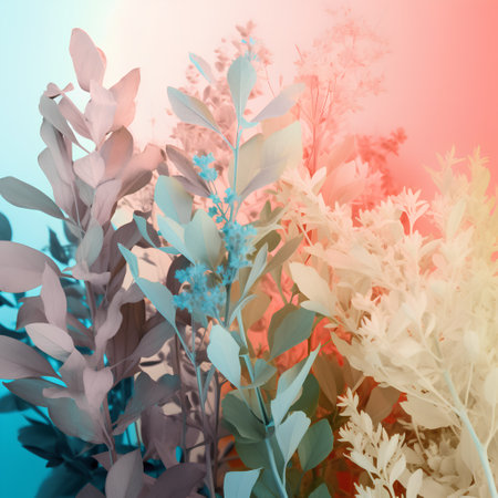 floral background, flowers and plants in soft color and blur styleの素材