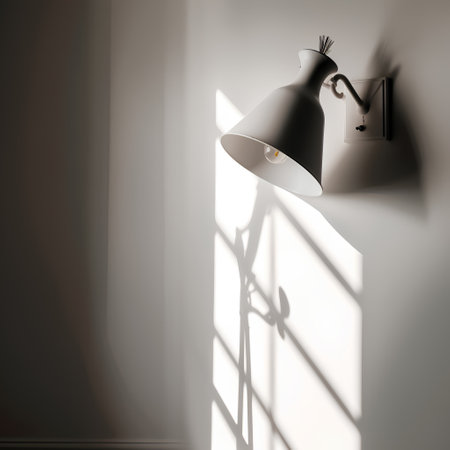 Lamp on the wall with shadow from the window. 3d renderの素材
