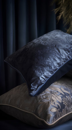 Pillow on the bed in the room. 3d renderingの素材