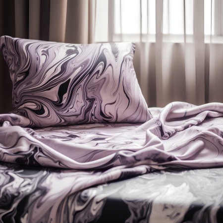 Comfortable pillow on bed in luxury bedroom interior - Vintage Light Filterの素材