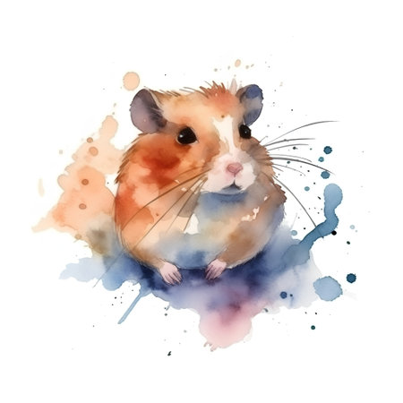 Hamster watercolor illustration. Isolated on a white background.の素材