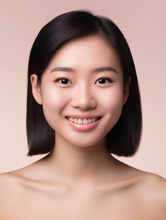 Beautiful young asian woman with clean fresh skin. Face care, Facial treatment, Cosmetology, beauty and spa, Asian women portraitの素材