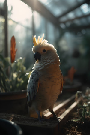 Cockatoo parrot in the garden,selective focusの素材