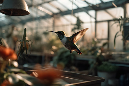 Hummingbird in a botanical garden, hummingbird in the gardenの素材