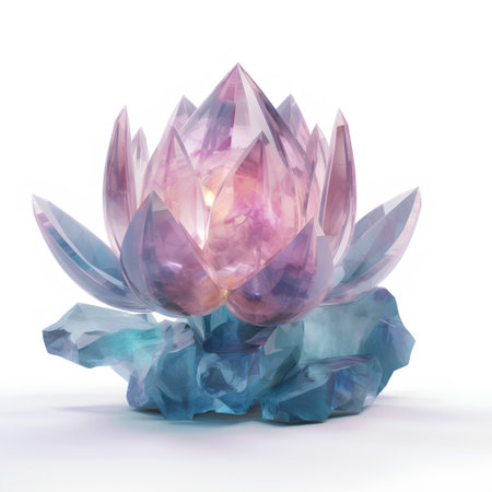 Pink lotus on a white background. 3d rendering, 3d illustration.の素材