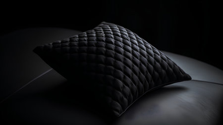 Black leather upholstery pillow on black leather sofa. 3d renderingの素材