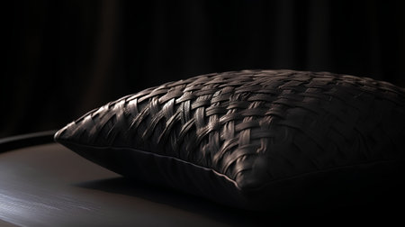 Pillow on a dark background. 3D render. Soft focus.の素材