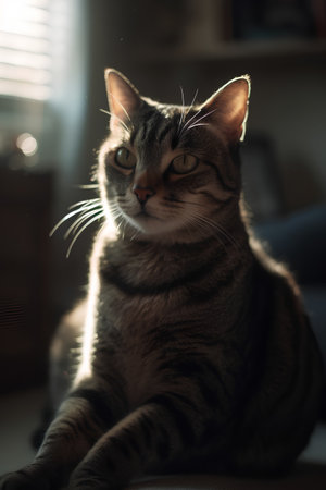 Cute tabby cat looking at the camera. Selective focus.の素材