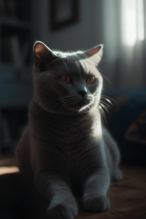 Portrait of a british shorthair cat at home.の素材