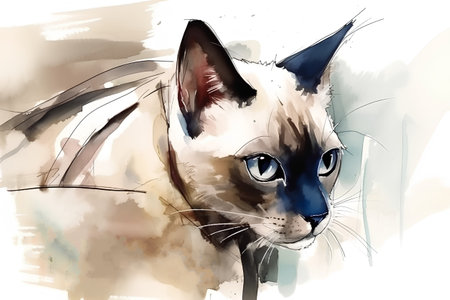 Sketch of a cat in watercolor style. Vector illustration.の素材