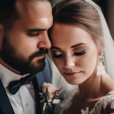 Wedding couple, bride and groom, close-up portraitの素材