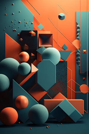 Abstract 3d render of geometric shapes composition. Futuristic background design.の素材