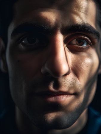 Portrait of a handsome young man on a dark background. Close-up.の素材
