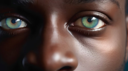 Close-up of a young african american woman's eyesの素材