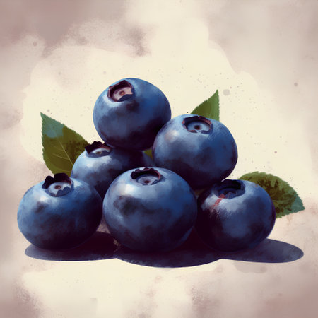 Blueberries with leaves on grunge background. Vintage style toned.の素材