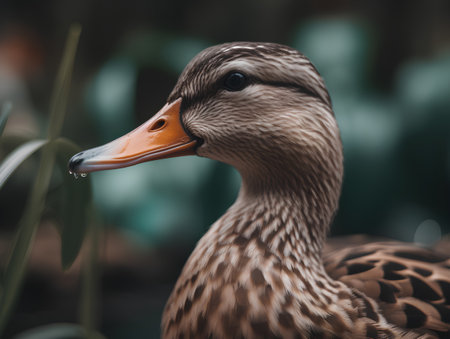 Beautiful mallard duck in the park. Shallow depth of fieldの素材