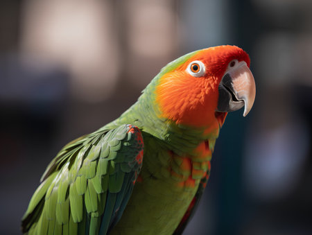 Portrait of a red-and-green macaw parrotの素材