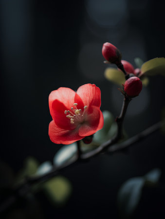 Japanese quince blossom, Chaenomeles japonicaの素材