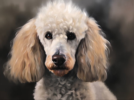 Digital painting of a purebred dog, poodle. Digital painting.の素材