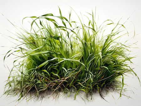 Green grass isolated on white background. 3d illustration. Studio photography.の素材