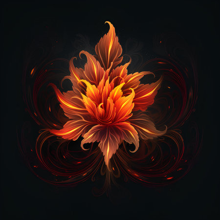 Illustration of a stylized flower on a dark background. Vector image.の素材