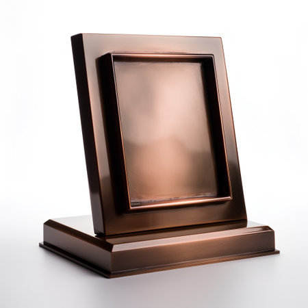 Bronze award box on a white background. 3d rendering.の素材