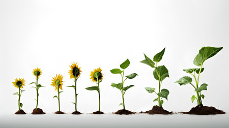 Sunflower seedlings isolated on a white background. Vector illustration.の素材