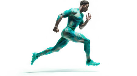 3D Illustration of a male running isolated on a white backgroundの素材