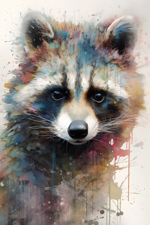 Portrait of a red panda (Raccoon) on abstract backgroundの素材