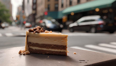Tiramisu cake on the street of New York City.の素材