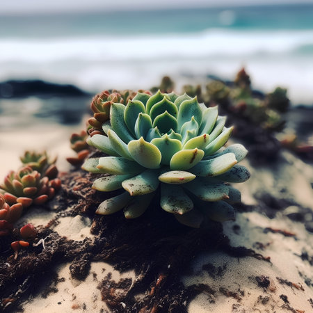Succulent plant on the beach in Cape Town, South Africaの素材