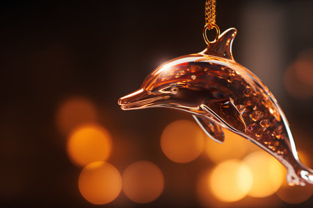 Dolphin christmas decoration with bokeh background. 3d renderingの素材