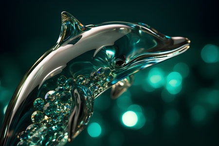 3d rendering of a dolphin on a green background with bokehの素材
