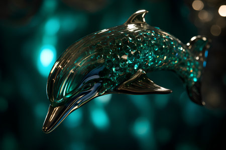 dolphin on a blue background with bokeh. 3d renderingの素材
