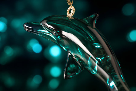 Close-up of a dolphin toy on a bokeh backgroundの素材