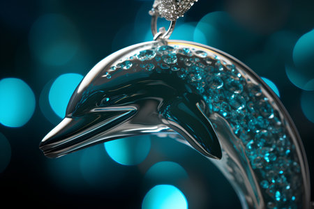 dolphin christmas decoration on bokeh background, 3d illustrationの素材