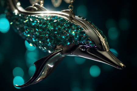 3D illustration of a dolphin on a bokeh background.の素材