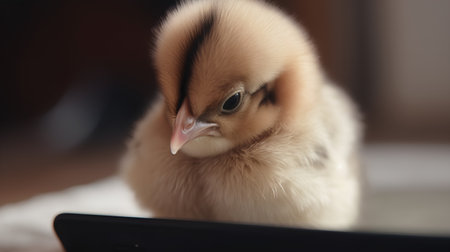 Cute little baby chicken, close-up. The concept of a happy childhood.の素材