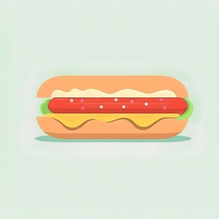 Hot dog vector illustration in flat design style. Fast food icon.の素材