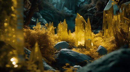 Fantasy scene of fantasy forest. Fantasy forest. 3D rendering.の素材