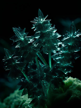 Sprouts of cannabis on a dark background. Macro shot. Selective focus.の素材