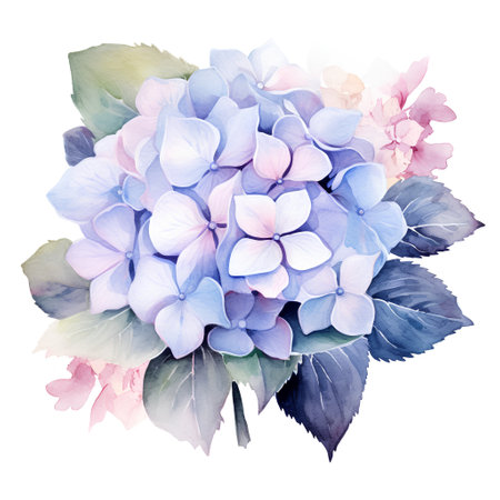 Beautiful vector image with nice watercolor hydrangea flowersの素材