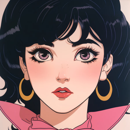 Beautiful girl with short hair. Vector illustration in pop art style.の素材